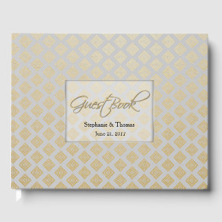 Libro de invitados de Boda gris y oro moderno