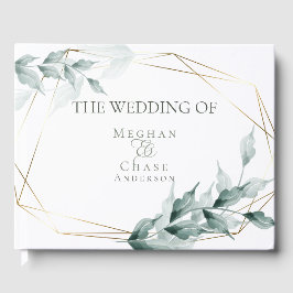 Libro de invitados de boda | Jade verde gris botán
