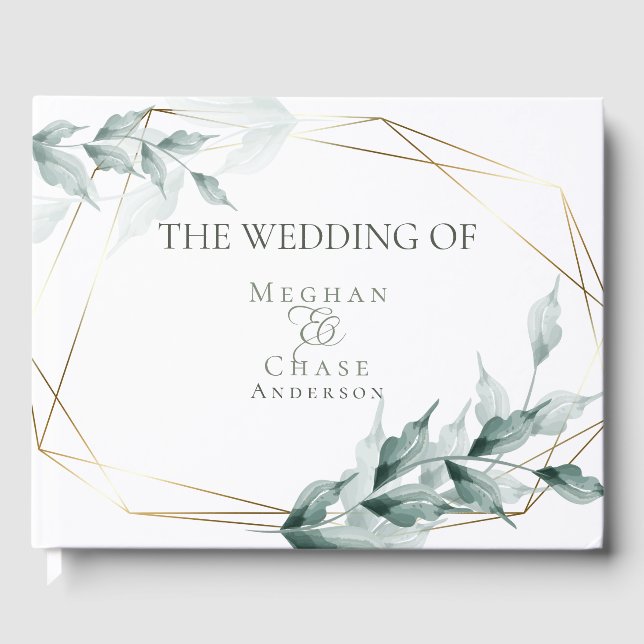 Libro de invitados de boda | Jade verde gris botán (Anverso)