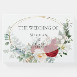 Libro de invitados de boda | Marfil Burgundy Peony