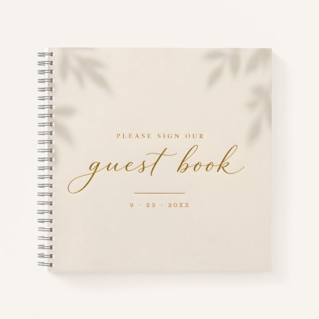 Libro de invitados de boda marfil minimalista eleg (Anverso)