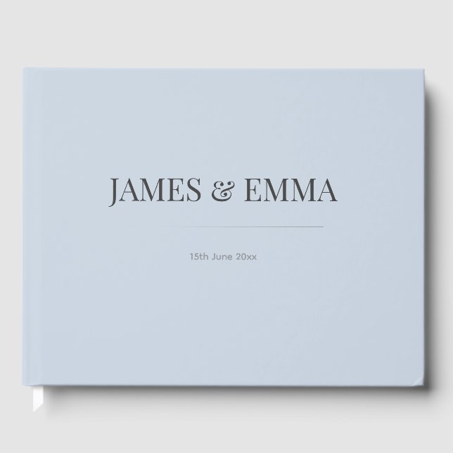 Libro de invitados de boda minimalista | Azul polv (Anverso)