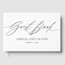 Libro de invitados de boda minimalista en negro y