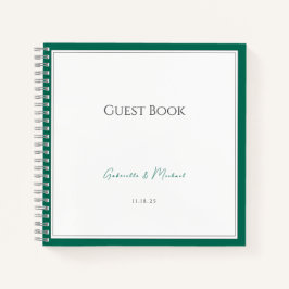 Libro de invitados de Boda Minimalista verde esmer