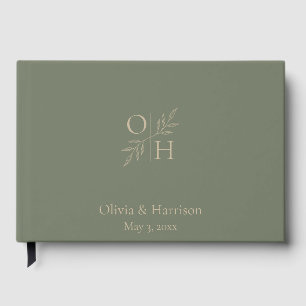 Libro de invitados de boda minimalista Verde Salvi