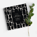 Libro de invitados de boda moderno y minimalista a<br><div class="desc">Libro de bodas moderno minimalista abstracto elegante en blanco y negro</div>