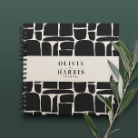 Libro de invitados de boda moderno y minimalista a<br><div class="desc">Libro de bodas moderno minimalista abstracto elegante en blanco y negro</div>