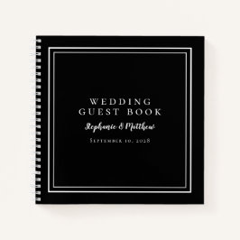 Libro de invitados de boda negro moderno y sencill