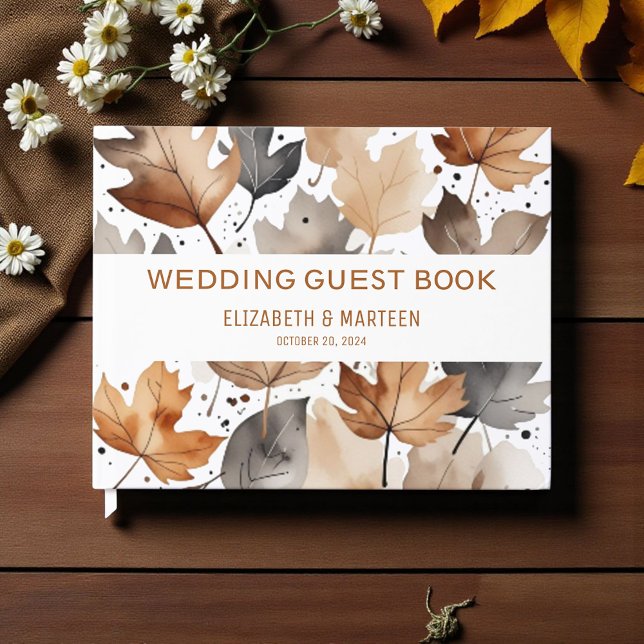 Libro de invitados de boda otoño con hojas de arce (Subido por el creador)