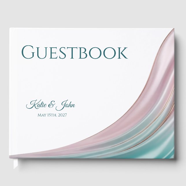 Libro de invitados de boda personalizado de seda a (Anverso)