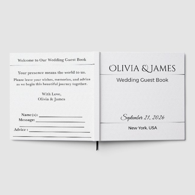Libro de invitados de boda personalizado elegante (Lleno)