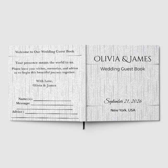 Libro de Invitados de Boda Personalizado Elegante  (Lleno)