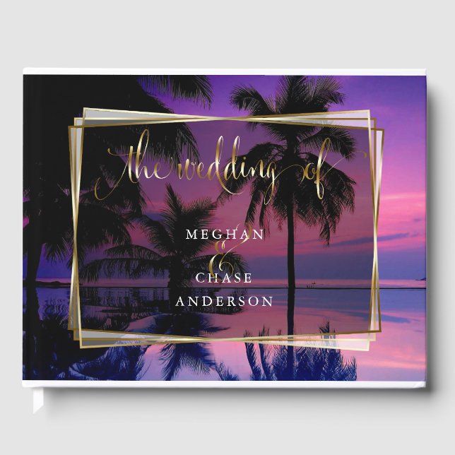 Libro de invitados de boda | Playa Nocturna Tropic (Anverso)