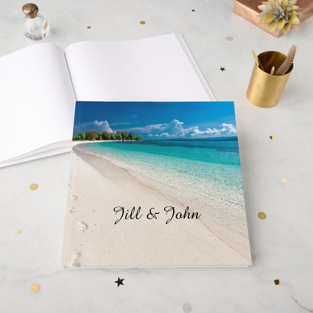 Libro de invitados de boda Playa Regalo personaliz (Anverso Abierto)