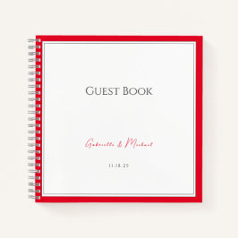 Libro de invitados de boda rojo cereza elegante mi