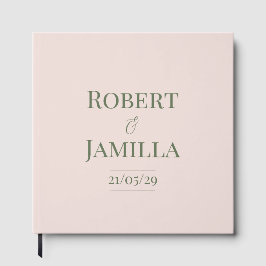 Libro de invitados de boda rosa pálido y verde opa