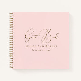 Libro de invitados de boda rosa pastel elegante y