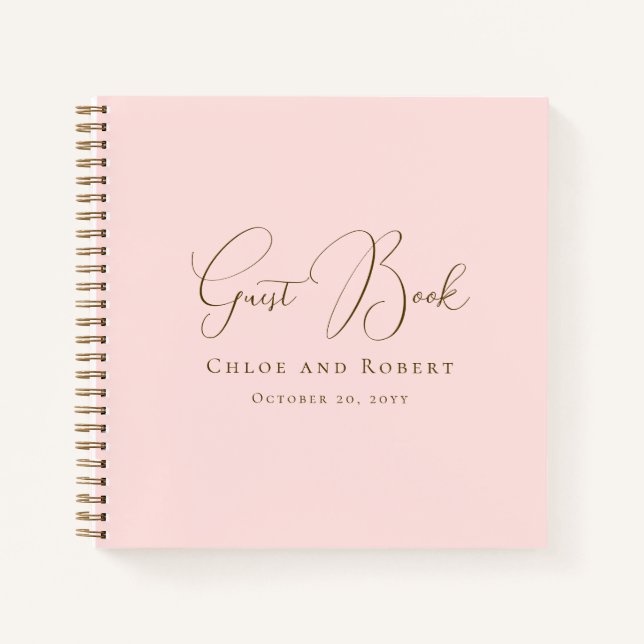 Libro de invitados de boda rosa pastel elegante y  (Anverso)