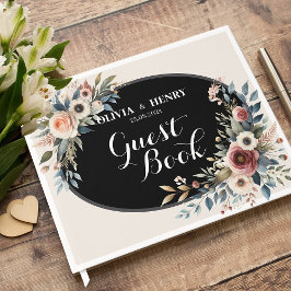 Libro de invitados de boda rústica floral elegante