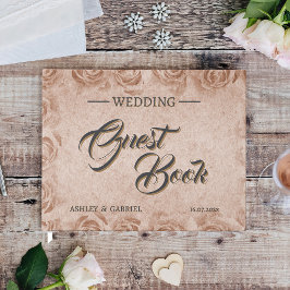 Libro de invitados de boda rústica floral vintage
