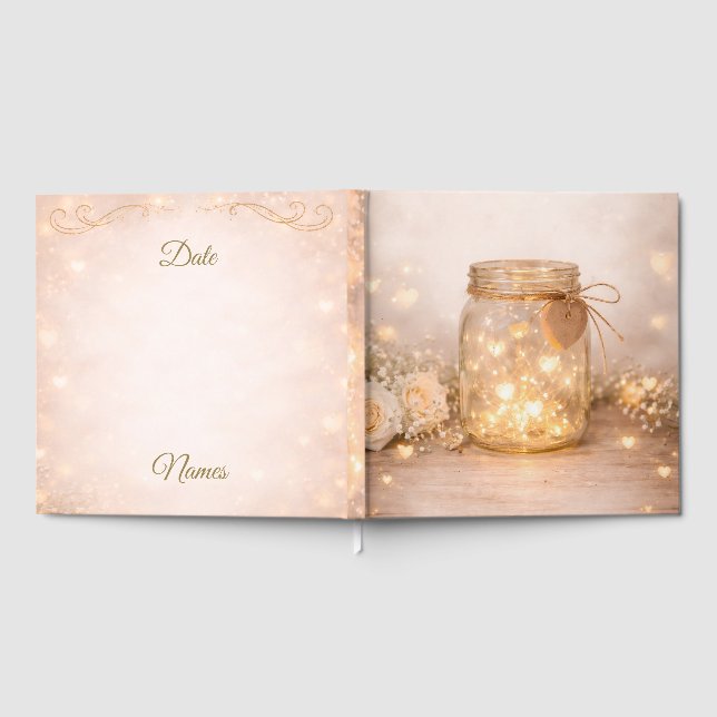 Libro de Invitados de Boda Rústico con Luces de Ha (Lleno)