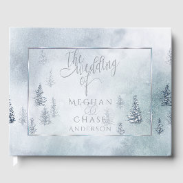 Libro de invitados de boda | Silver Blue Winter Wo