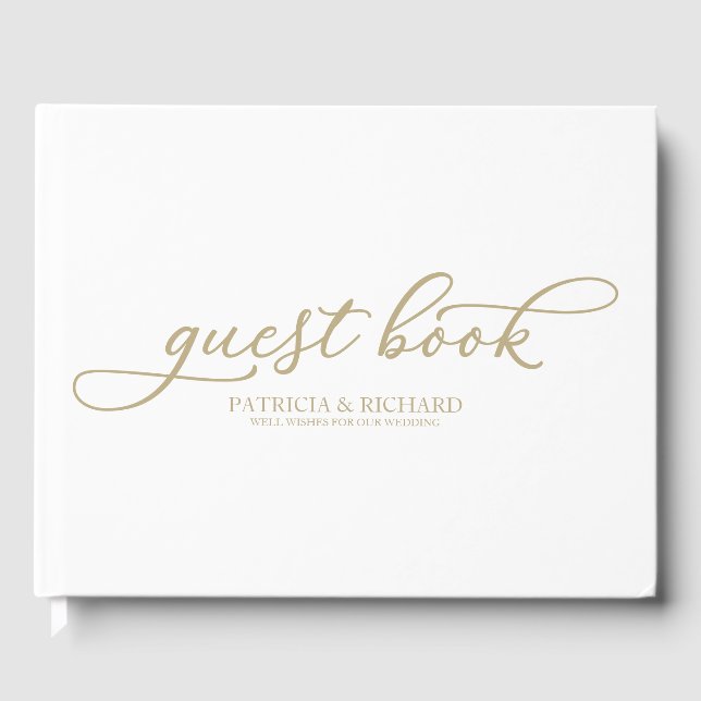 Libro de invitados de boda Simple Chic Guión Dorad (Anverso)