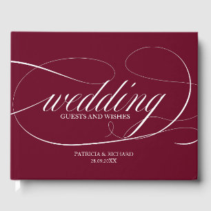 Libro de invitados de boda Simple Elegante Burdeos