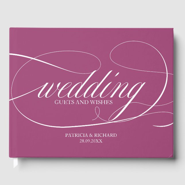 Libro de invitados de boda Simple Elegante Cassis (Anverso)