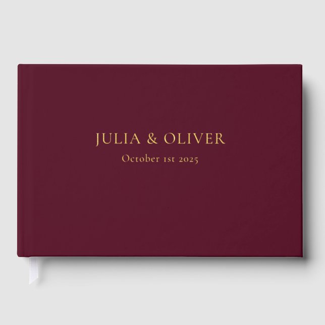 Libro de invitados de boda simple, Lino Libro de   (Anverso)