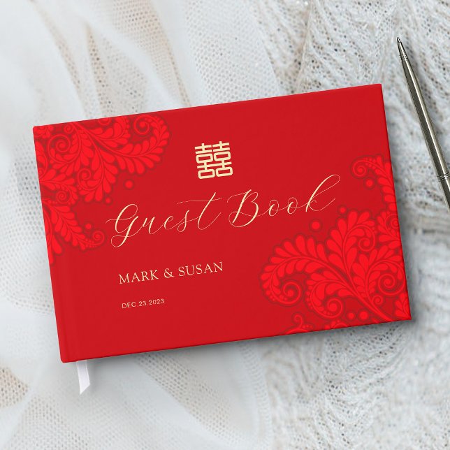 Libro de invitados de boda tradicional china (ROJO (Subido por el creador)