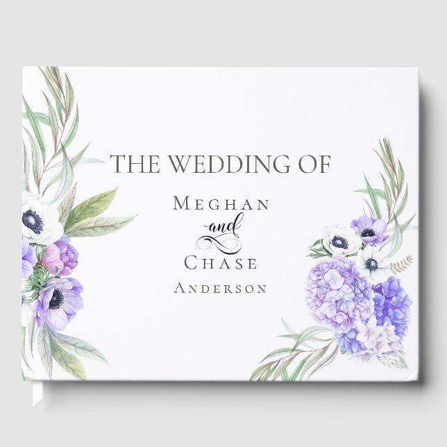 Libro de invitados de boda | Violet Anemone Floral (Anverso)