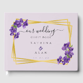 Libro de invitados de boda Violetas Lilas Moradas 