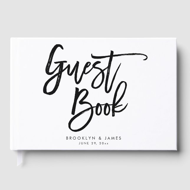 Libro De Invitados De Bodas Blanco Y Negro (Anverso)