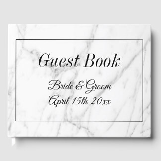 Libro de invitados de bodas de impresión de mármol