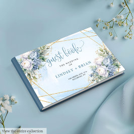Libro de invitados de Bodas de oro blanco con flor