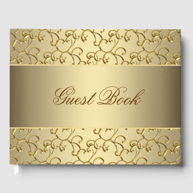 Libro de invitados de bodas de oro elegante (Anverso)