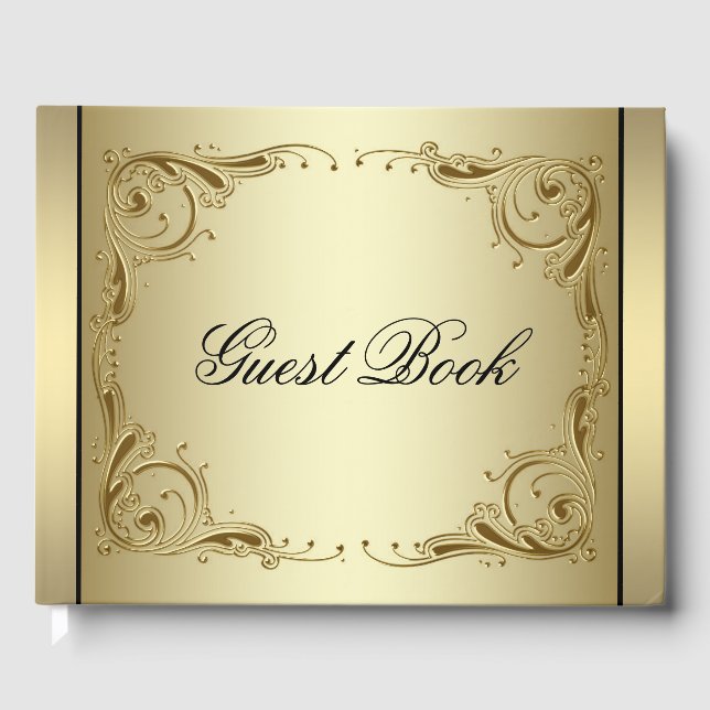 Libro de invitados de bodas de oro elegante (Anverso)