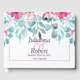 Libro de invitados de bodas florales de acuarela d