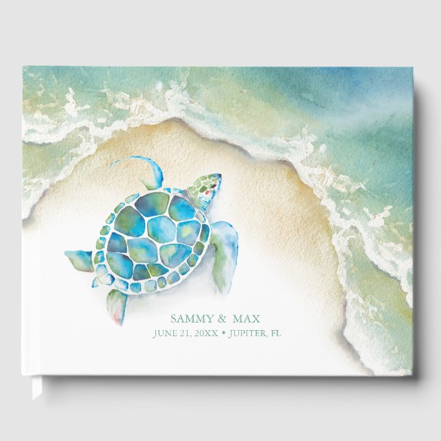 Libro de invitados de Bodas oceánicos tropicales (Anverso)