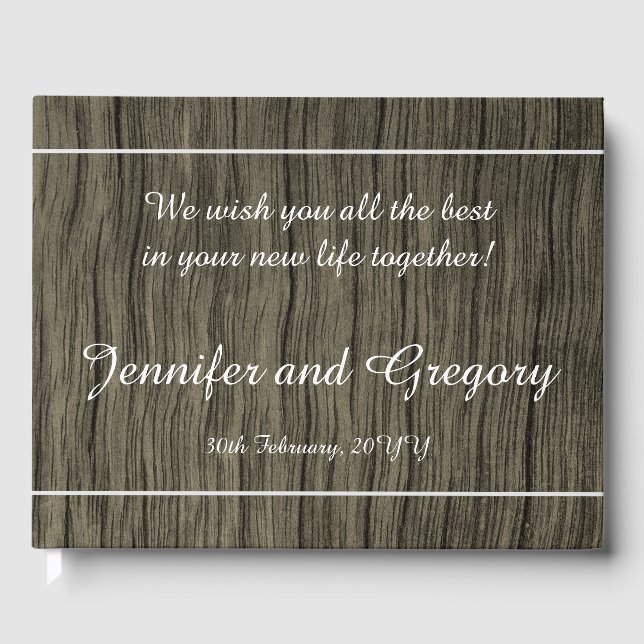 Libro de invitados de bodas rústico, sencillo y el (Anverso)