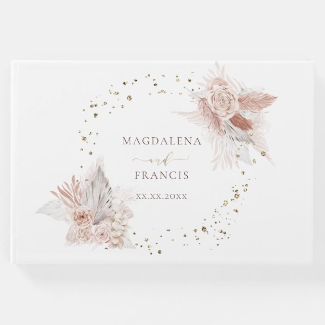 libro de invitados de boho flowers design boda (Anverso)