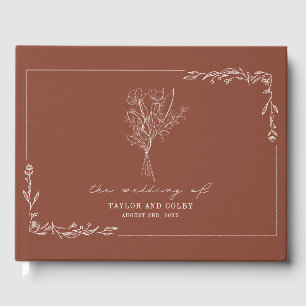 Libro de invitados de Bouquet Terracotta Rustic Bo