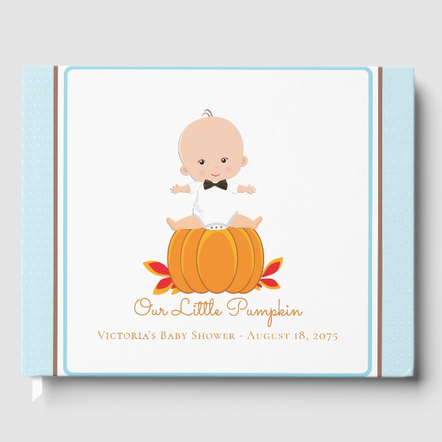 Libro de invitados de Boy Little Pumpkin Baby Show (Anverso)