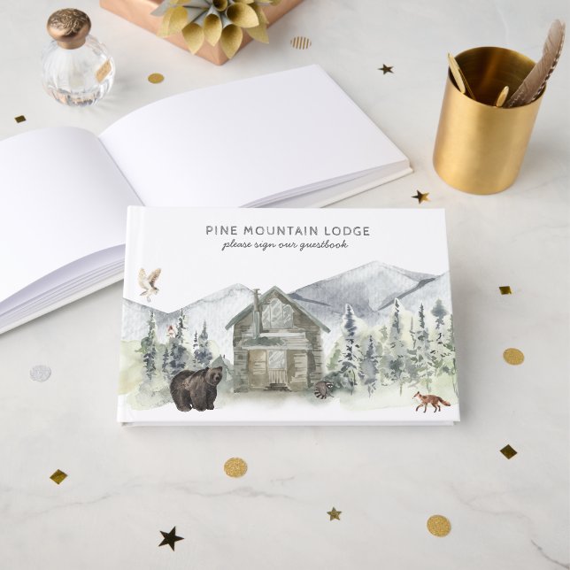 Libro de invitados de cabaña Lodge | Bosque Montañ (Anverso Abierto)