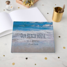 Libro de invitados de casa de playa azul blanco co