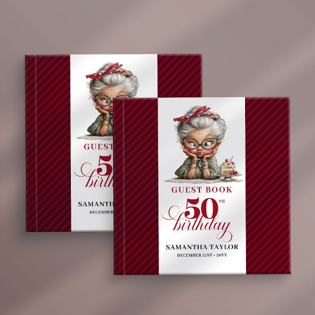 Libro de invitados de celebración para mujer de 50 (Whimsy humor 50th woman celebration guest book)