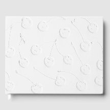 Libro de Invitados de Cereza en Relieve Blanco Ele