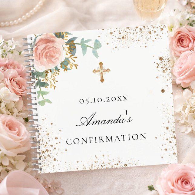 Libro de invitados de confirmación floral rosa del (Subido por el creador)