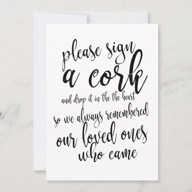 Libro de invitados de corcho de vino Señal de boda (Anverso)